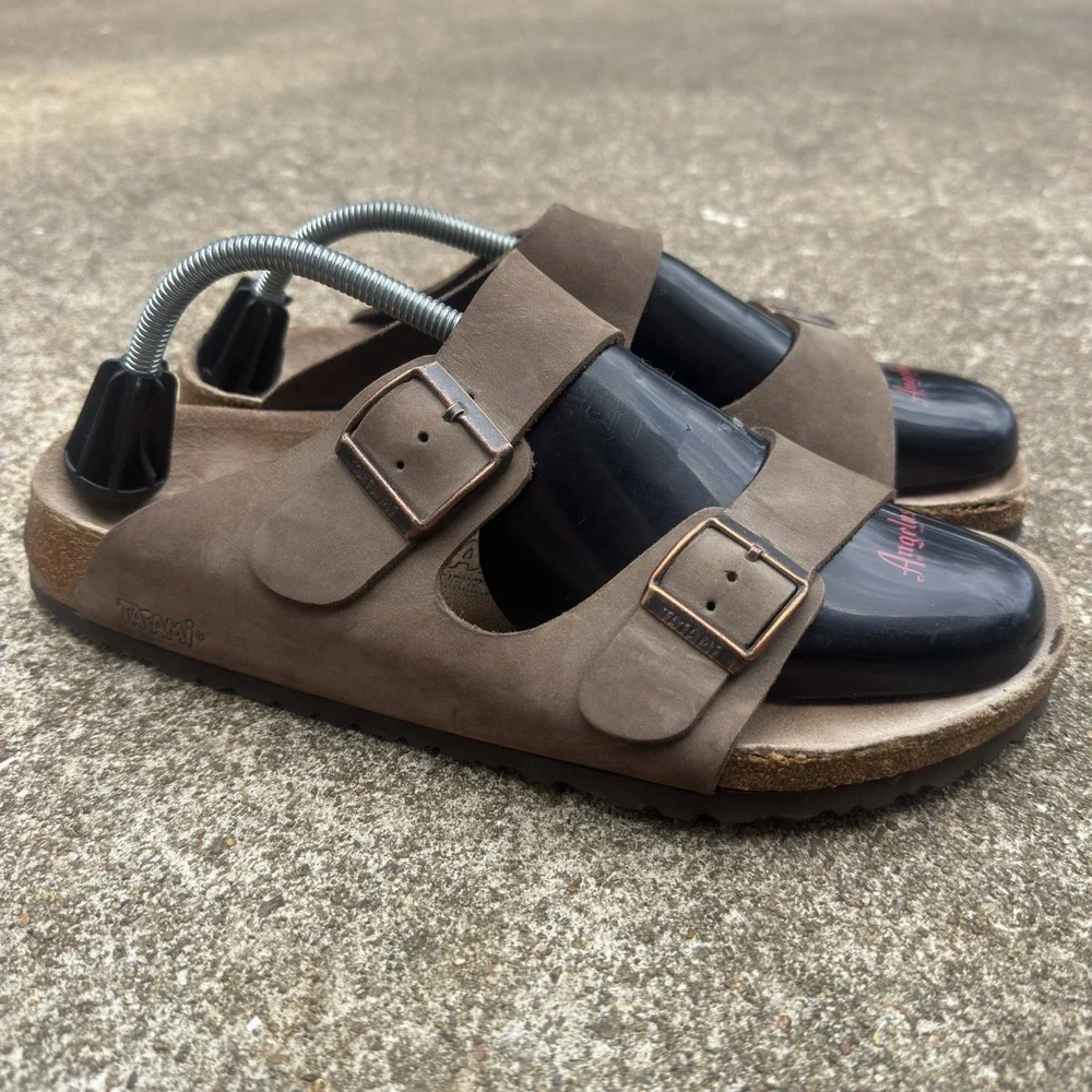 Birkenstock Tatami Brown Suede Double Strap Sandals Mens Size 10